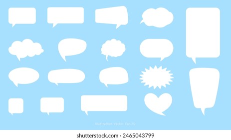 Estilo de línea dibujada a mano de la burbuja del habla, Elementos de diseño dibujados a mano, diseño plano moderno, aislado en fondo azul, Vector de la ilustración EPS 10