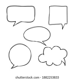 Speech bubble hand drawn on white background.