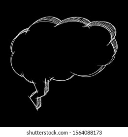Speech bubble. Hand drawn sketch on black background. Vector illustration