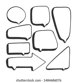 Speech Bubble hand drawn. Vector concept in doodle style isolated on white background.