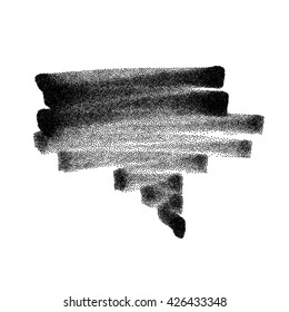 Speech bubble hand painted with brush strokes and dots textured. Black speech bubbles isolated on white background. Empty place for text messages.