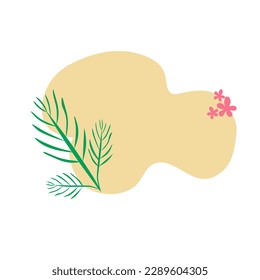 Speech bubble , Hand-drawn speech bubbles with tropical leaves and flowers. Seasonal advertising layout , blanks for text, phrases, banners.