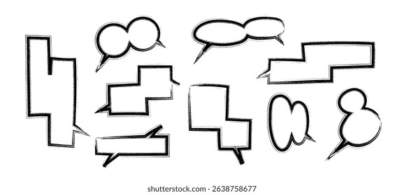 Speech bubble in Hand-drawn style set, chatting box, message box, design element, vector illustration