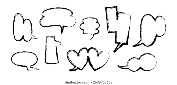 Speech bubble in Hand-drawn style set, chatting box, message box, design element, vector illustration