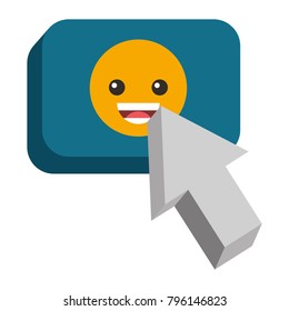 speech bubble with happy emoji and pointer