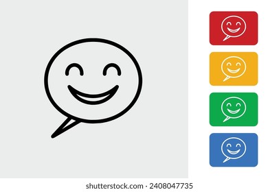 Speech Bubble Happy Emoticon Isolated. Create Smiling Emoji set