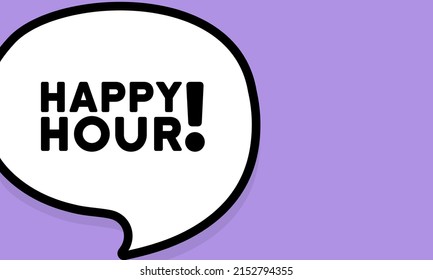 Speech bubble with happy hour text. Boom retro comic style. Pop art style. Vector line icon for Business and Advertising.