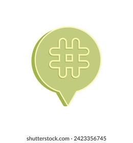 Speech bubble with hashtag on white background