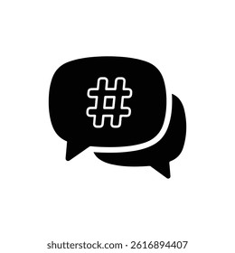 Speech Bubble with Hashtag Symbol for Trending Topics - Black Design