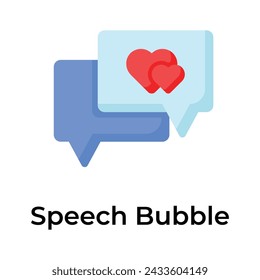 Speech bubble having heart denoting flat concept icon of mothers day conversation