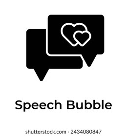Speech bubble having heart denoting flat concept icon of mothers day conversation