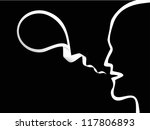 Speech Bubble with head silhouette, vector