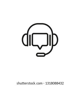 Speech bubble with headphones line icon. Headset, voice, dialogue, message. IT support concept. Can be used for topics like hotline, call center, service, customer care