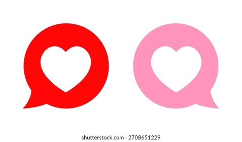 Speech bubble with heart icon. Romantic message and love communication symbol