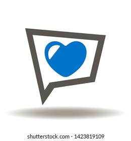 Speech bubble heart icon vector. Social media network logo. Connection chat sign. Chat like, love or feedback symbol.