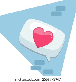 Speech bubble with heart icon. Vector illustration in flat style.