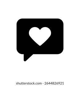 Speech Bubble with Heart Inside for Expressing Love and Conversation