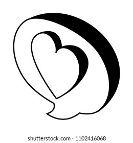 speech bubble with heart isometric icon