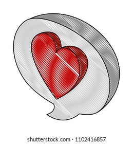 speech bubble with heart isometric icon
