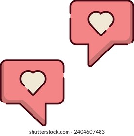 Speech bubble heart like icon in flat comic style. Valentine sign illustration. App notification