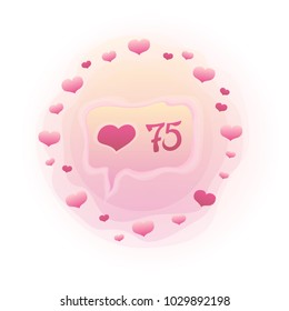 Speech bubble with heart, like symbol. Vector illustration isolated on white background.