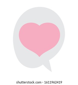 speech bubble heart love romantic message on white background vector illustration