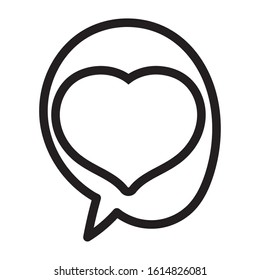 speech bubble heart love romantic message on white background vector illustration