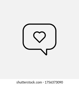 Speech bubble with heart modern simple vector icon