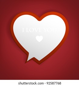 Speech bubble. Heart from paper Valentines day card vector background eps 10