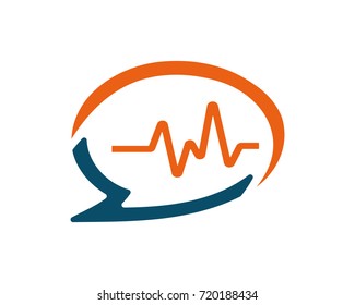 speech bubble with heart rates illustration, icon design, isolated on white background. 