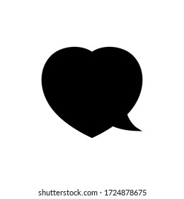 speech bubble heart shape black isolated on white, dialog heart for graphic chat talk sign, speech bubble for copy space, conversation comic heart symbol, heart shape black balloon for dialog speech