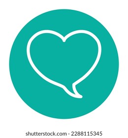 Speech bubble heart shape color line icon.  Communication cloud. Online chatting