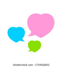 Speech Bubble Heart Shape Isolated On White, Dialog Heart For Graphic Chat Talk Sign, Speech Bubble For Copy Space, Conversation Comic Heart Symbol, Heart Balloon For Dialog Speech, Vector