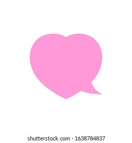 Speech Bubble Heart Shape Pink Isolated On White, Dialog Heart For Graphic Chat Talk Sign, Speech Bubble For Copy Space, Conversation Comic Heart Symbol, Heart Shape Pink Balloon For Dialog Speech