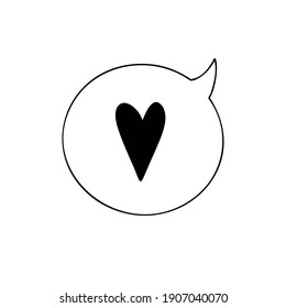 Speech bubble with heart. Symbol isolated on white background. Vector illustration.