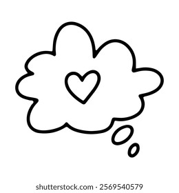 Speech bubble with a heart. Thought. Emotions doodle bubble