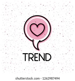 speech bubble with heart trend icon
