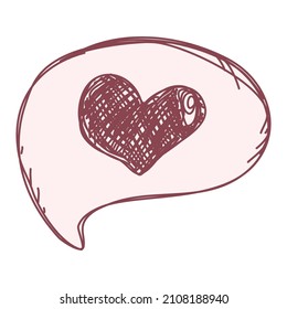 Speech bubble with heart. Valentine's Day, love, relationships.