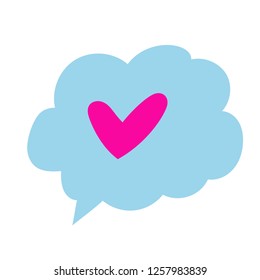 Speech bubble with a heart. Vector illustration for Valentine's Day.