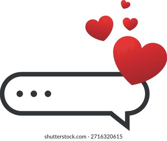 Una burbuja de discurso con corazones flotando por encima simbolizando amor y comunicación
