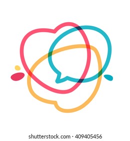 Speech bubble with hearts line logo. Heart Icon Vector. Vector design template elements for your application or corporate identity.