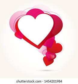 Speech Bubble Hearts Red Pink And Beige