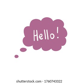 Speech bubble with hello mark. cartoon balloon word design.Vector illustration.