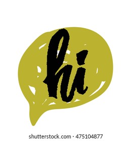 Speech bubble with hello word,  grunge texture. 