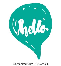 Speech bubble with hello word,  grunge texture. 