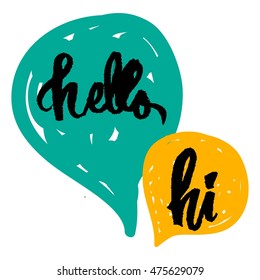 Speech bubble with hello word,  grunge texture. 