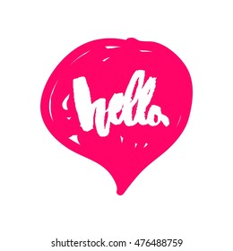 Speech bubble with hello word,  grunge texture. 