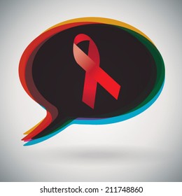 Speech bubble- HIV Aids Red Ribbon