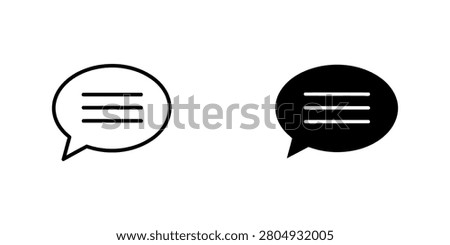 Speech bubble with horizontal lines icon set communication dialogue interface silhouette isolated discussion