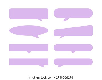 speech bubble horizontal purple pastel soft isolated on white, many horizontal frame speech bubble shape, dialog box balloon for text title, discussion chat symbol for banner, various balloon for talk